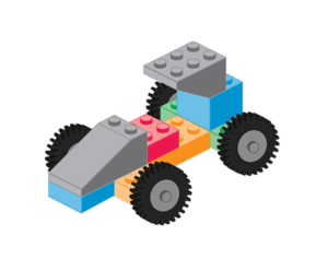 a car made of legos which represents modular design