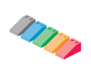 A group of lego blocks in different colors that represent a living style guide